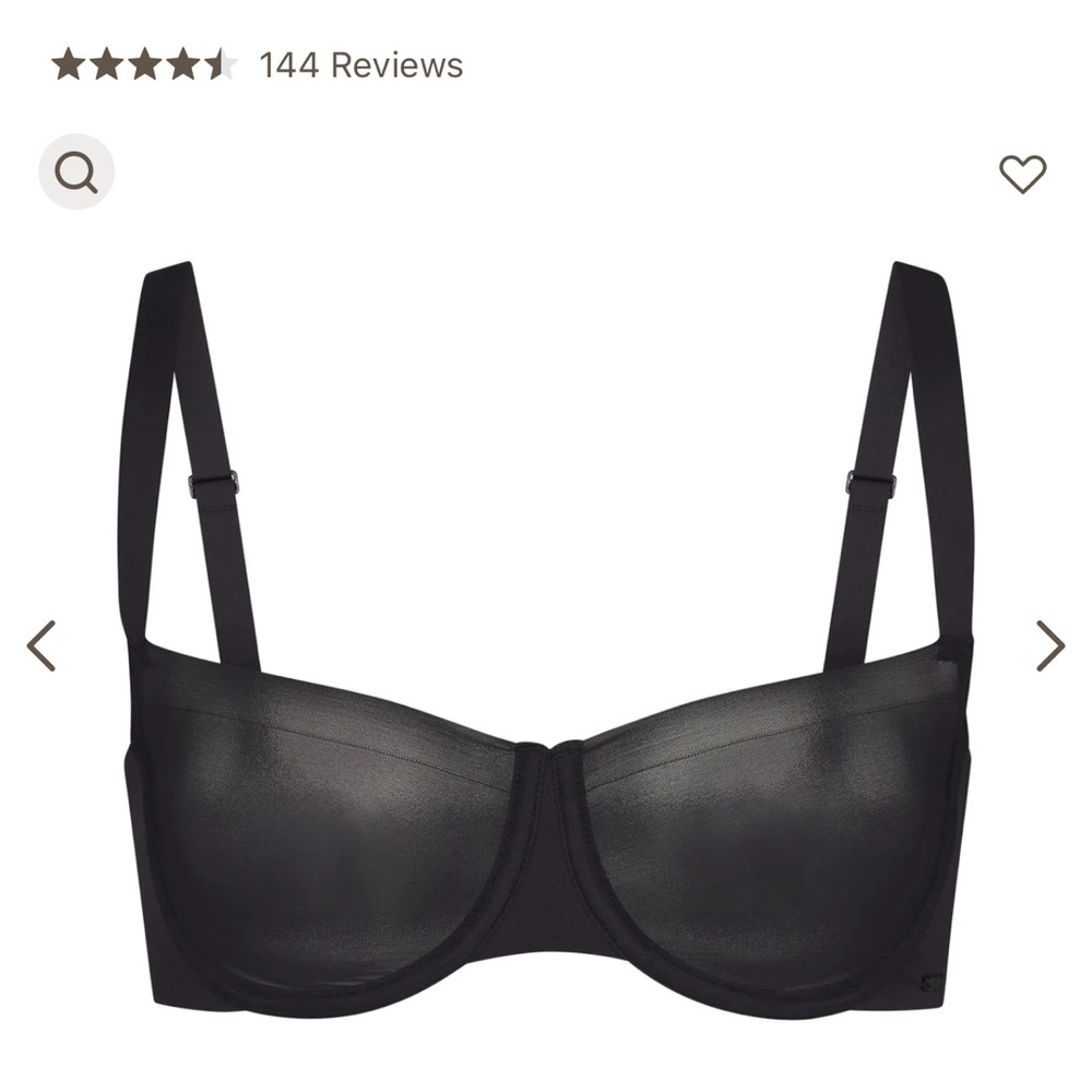 SKIMS Women's Mesh Underwire Bra Size 34DDD Black